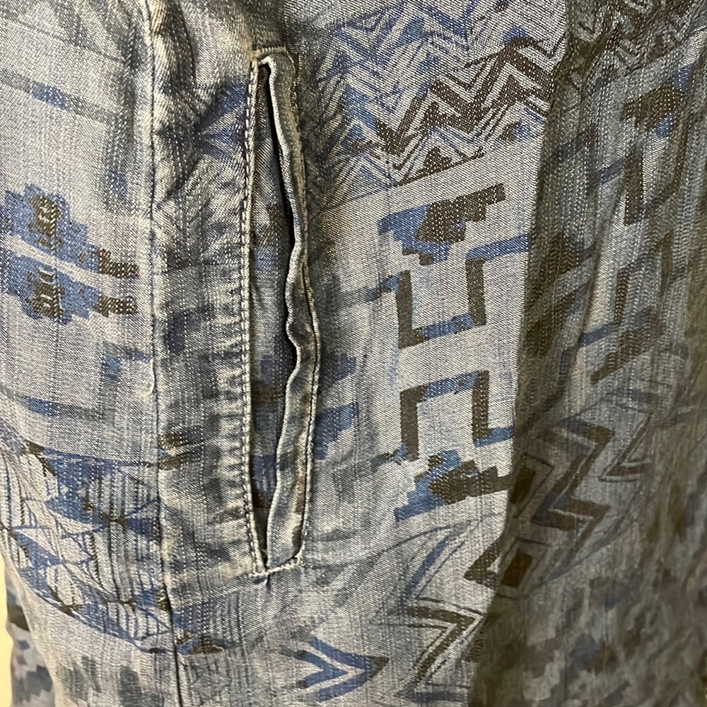 Philosophy short sleeve blue Aztec print midi dress with pockets - Picture 6 of 8